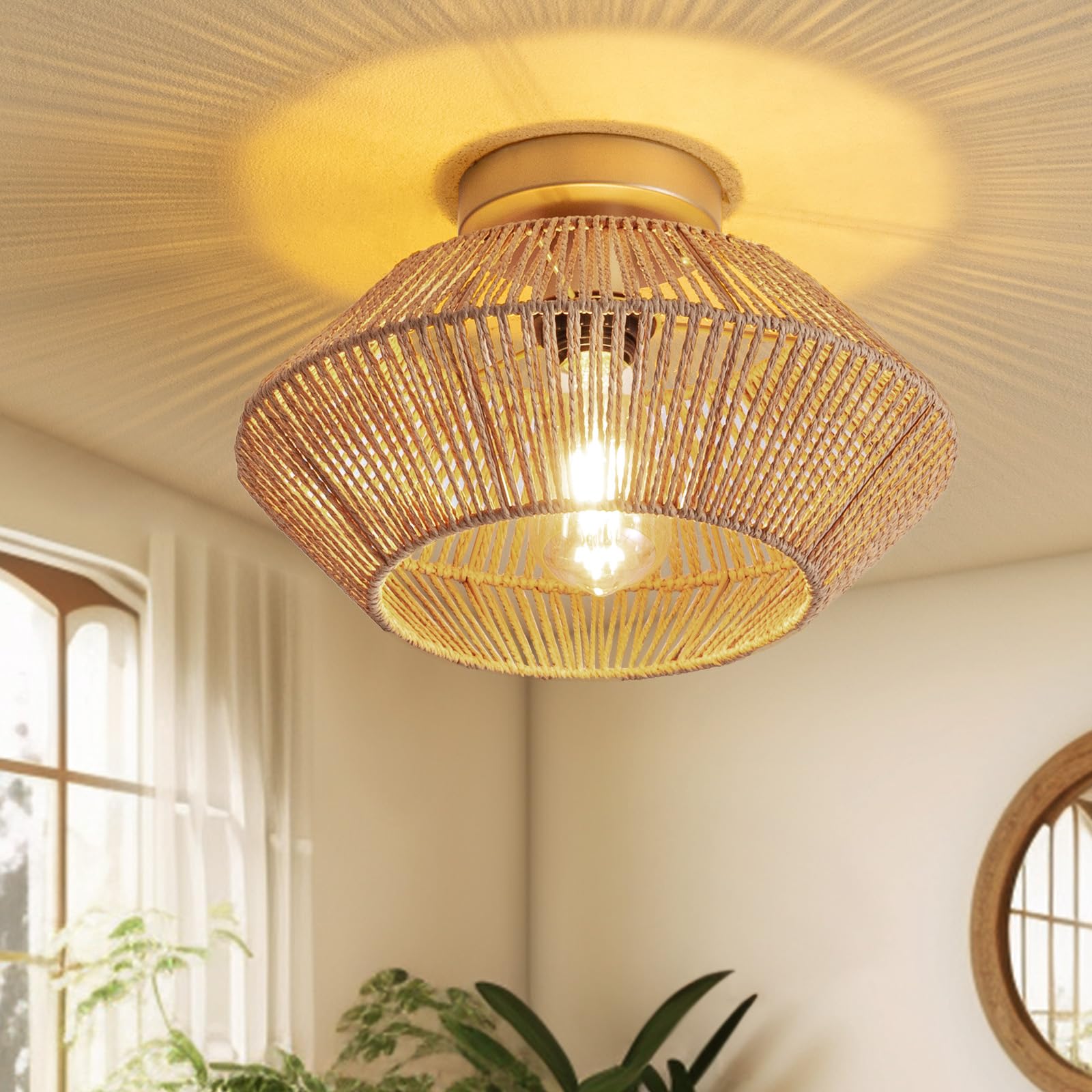 MAYNA 3-Light Boho Light Fixtures Ceiling Mount, Hand-Woven Chandelier MAYNA 3-Light Boho Light Fixtures Ceiling Mount, Hand-Woven Chandelier