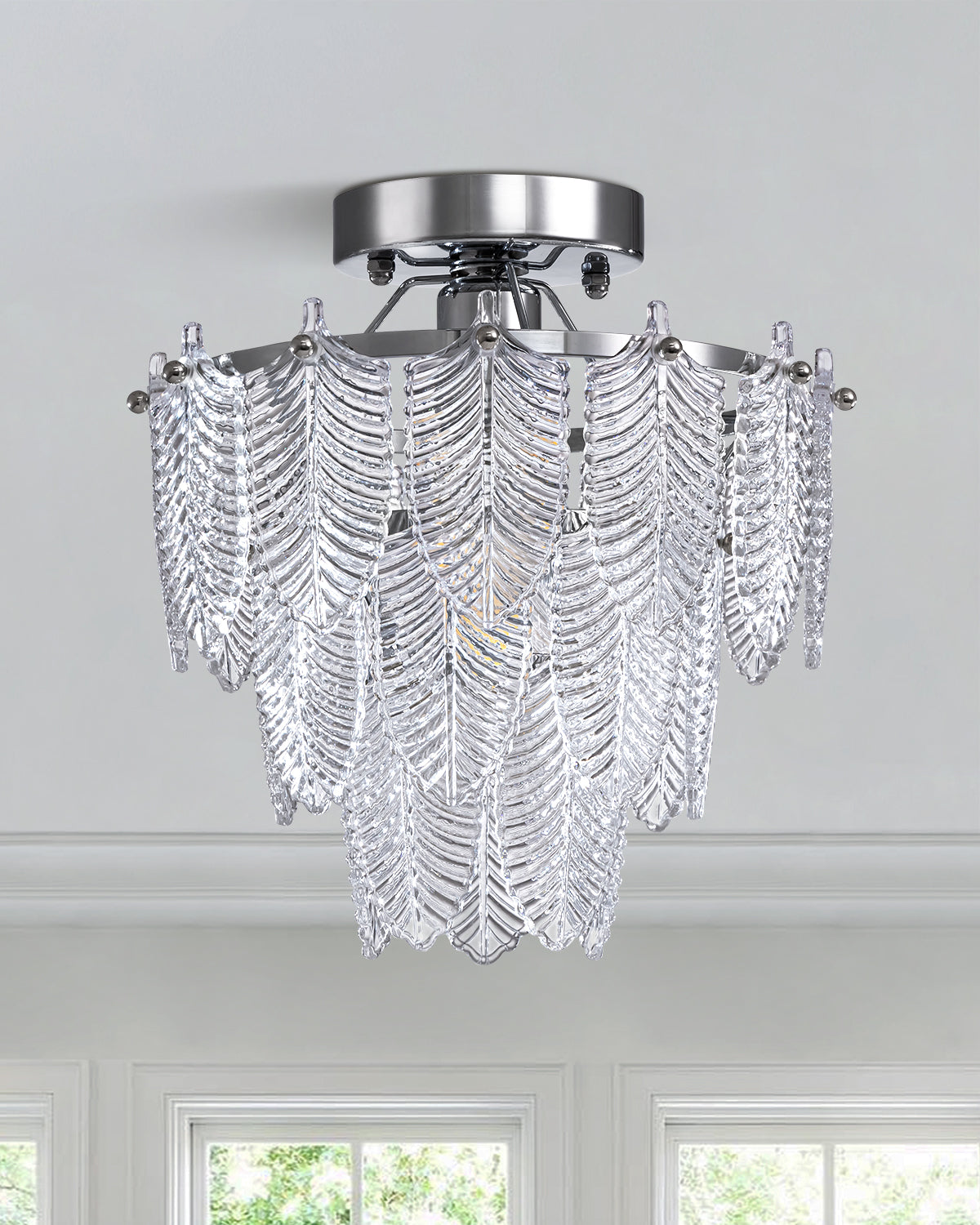 10 in. Modern 1 Light Silver Elegant Hallway Flush Mount Ceiling Light Fixture