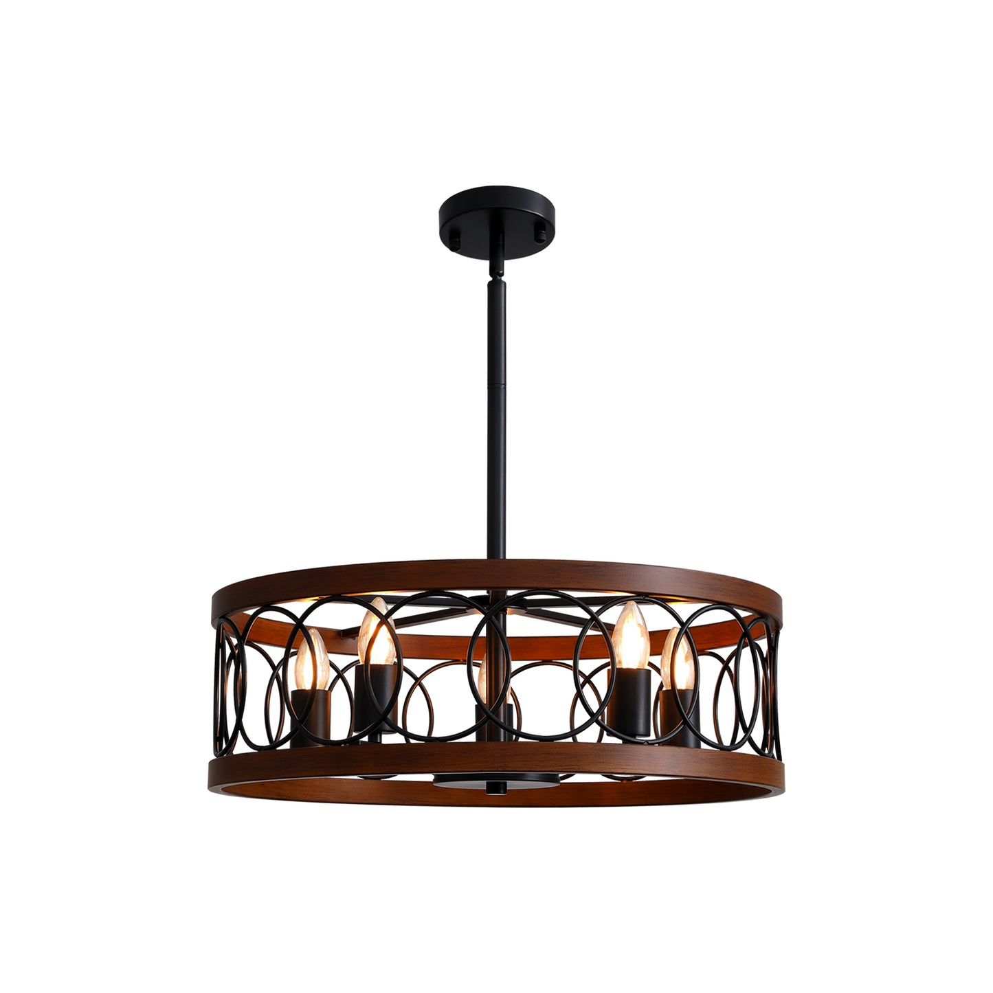 21.6 in. 5 Lights Farmhouse Chandelier Round Pendant Light Fixture