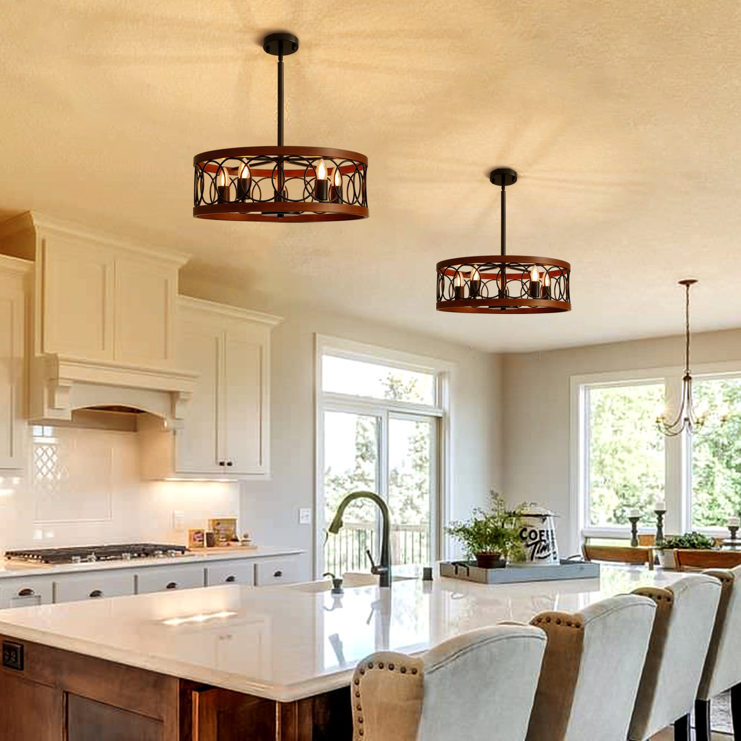 21.6 in. 5 Lights Farmhouse Chandelier Round Pendant Light Fixture