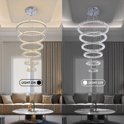 Modern Indoor Adjustable 6 Rings LED Crystal Chandeliers