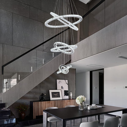 Modern Indoor Adjustable 6 Rings LED Crystal Chandeliers