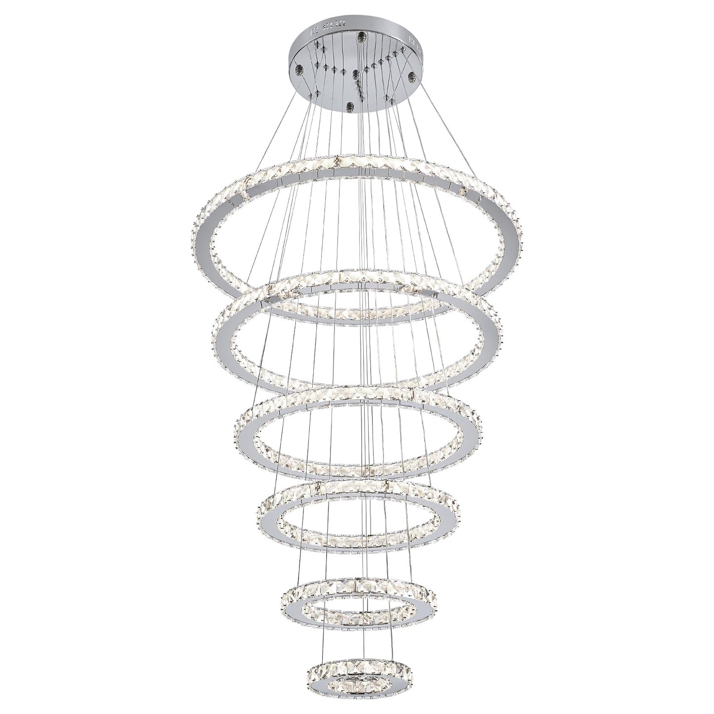 Modern Indoor Adjustable 6 Rings LED Crystal Chandeliers