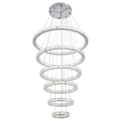 Modern Indoor Adjustable 6 Rings LED Crystal Chandeliers