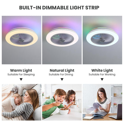 20 in. Smart Indoor White Low Profile Ceiling Fan with RGB Lights with Remote Included