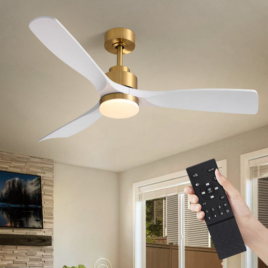 52 in. Smart Indoor White and Gold Chandelier Ceiling Fan with Dimmable Led Lights and Remote