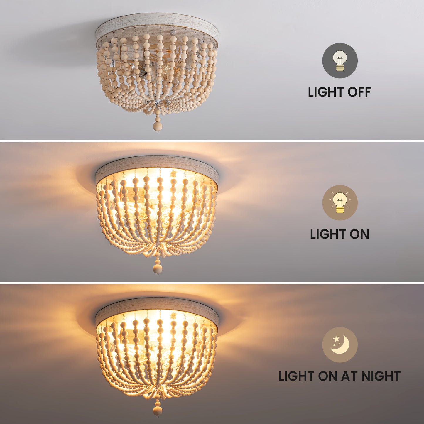 12.6 in. Modern 3 Lights Boho Flush Mount Ceiling Lights Fixture