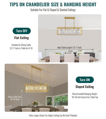 Modern 5 Lights Gold Crystal Chandelier Pendant Light Fixture
