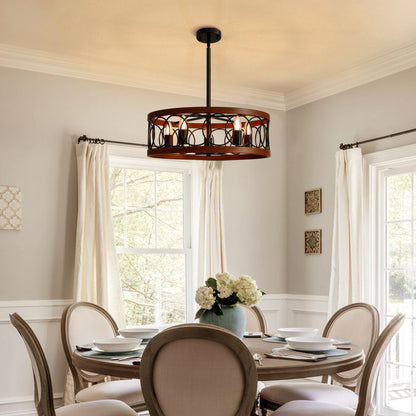 21.6 in. 5 Lights Farmhouse Chandelier Round Pendant Light Fixture