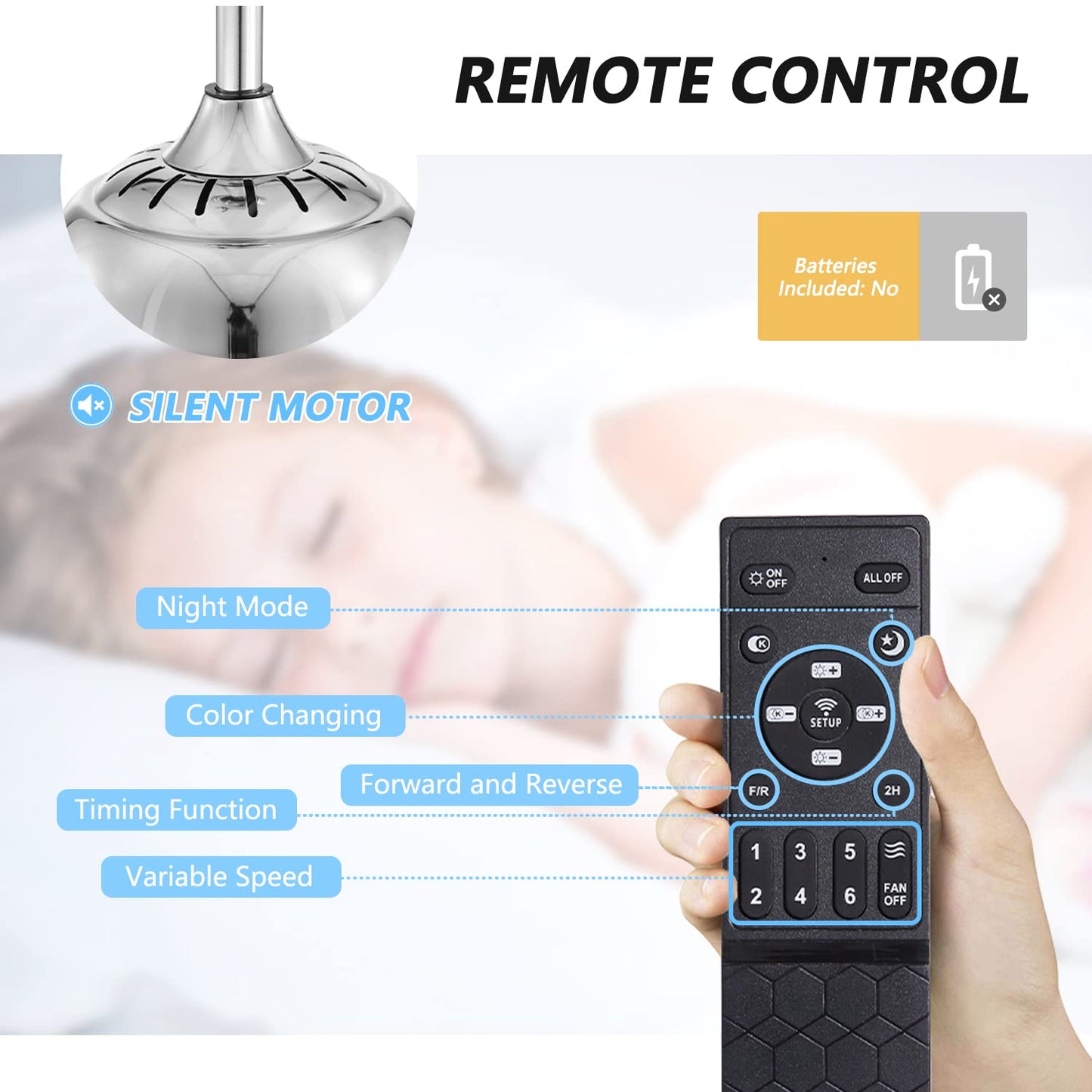42 Inch Indoor Chrome Smart Retractable Crystal Ceiling Fan with Dimmable LED Light Included with Remote & App Control